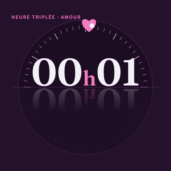Heure triplée 00h01 en amour : signification sur Heure Miroir