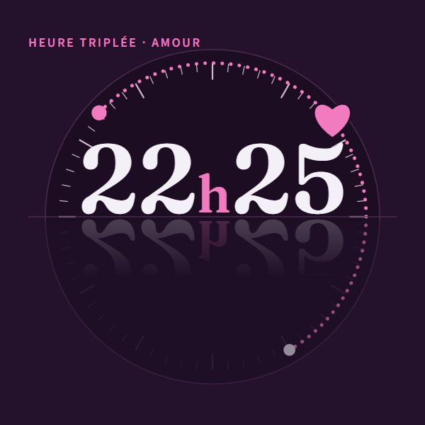 Heure triplée 22h25 en amour : signification sur Heure Miroir